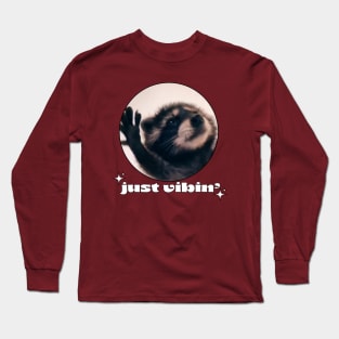 Dancing Raccoon Pedro Vintage Just Vibing lover  Meme Long Sleeve T-Shirt